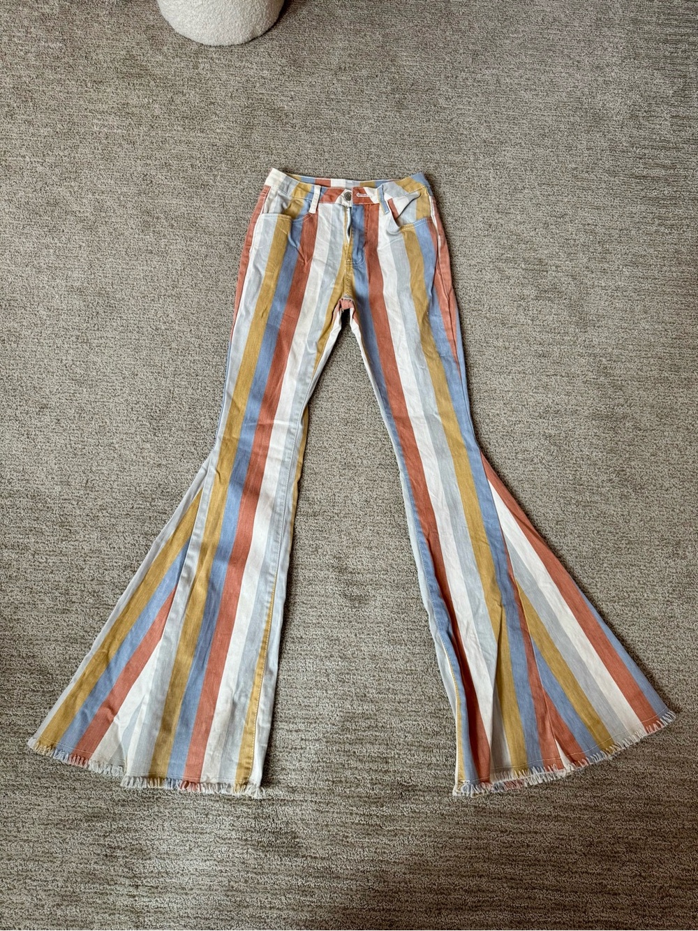 Multicolor Stripe High-Rise Flare Jeans